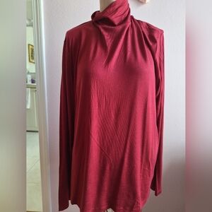 Elegant Red Women's Cowl Neck Sweater